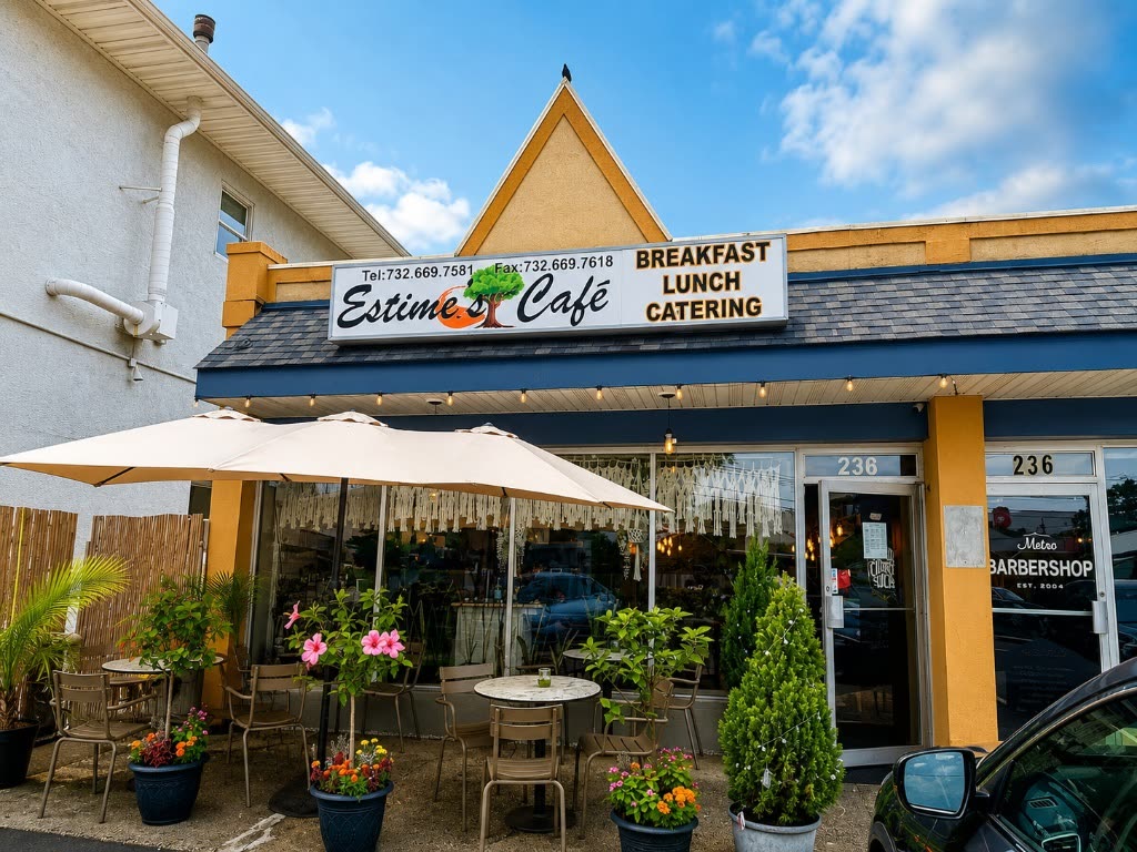 Estime's Cafe Storefront and Outdoor Patio at 238 Inman Ave, Colonia NJ